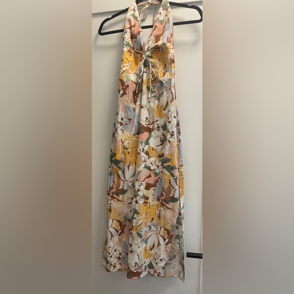 Abercrombie & Fitch Floral Midi Dress - Yellow, Brown, Green